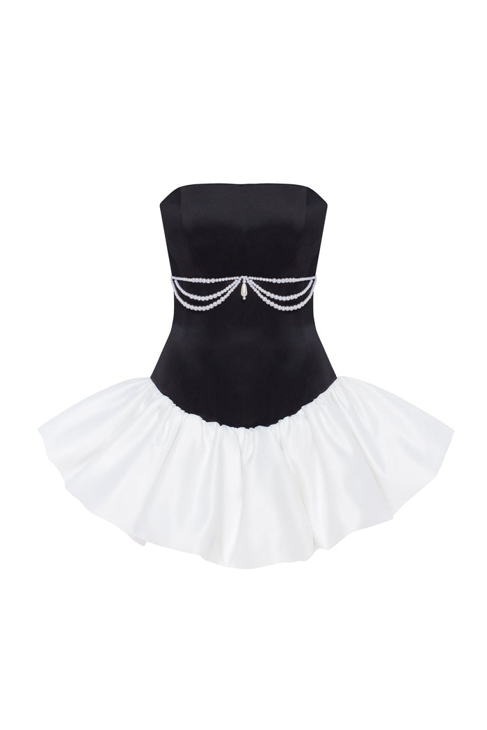 Swan-like mini corset dress, Glow-Up