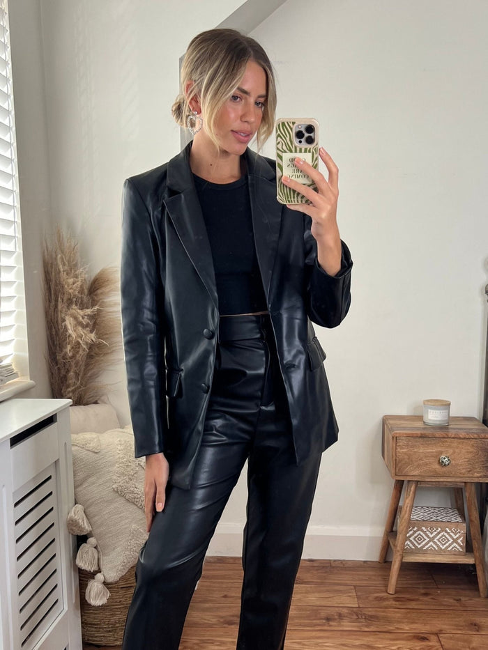 Sydney PU Blazer / Black - Style Cheat