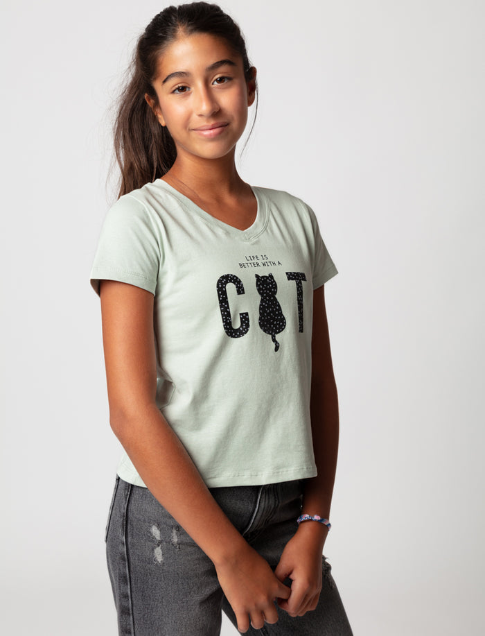T-shirt imprimé à col en V