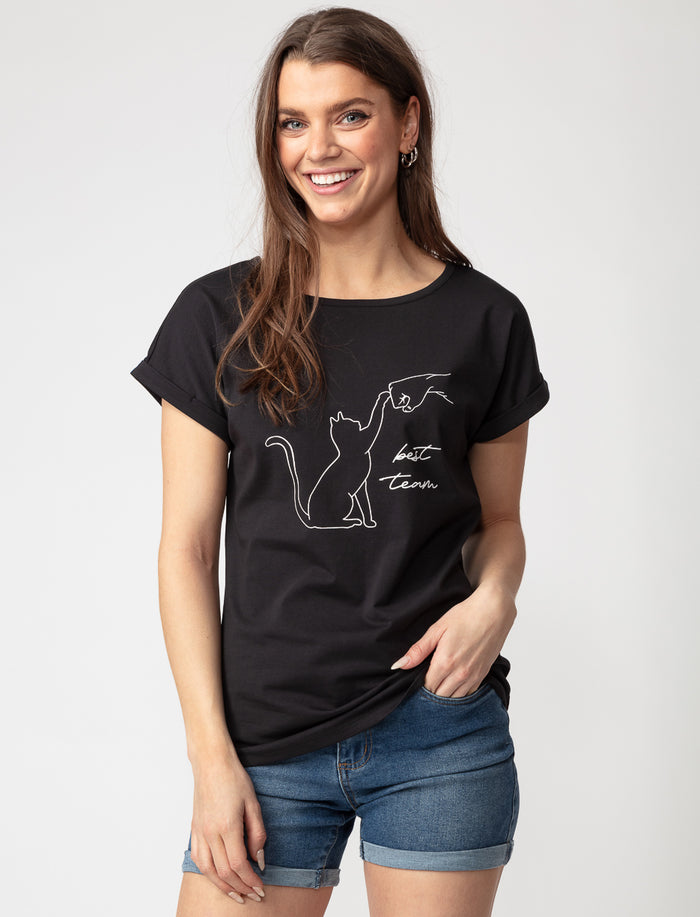T-shirt imprimé à manches dolman