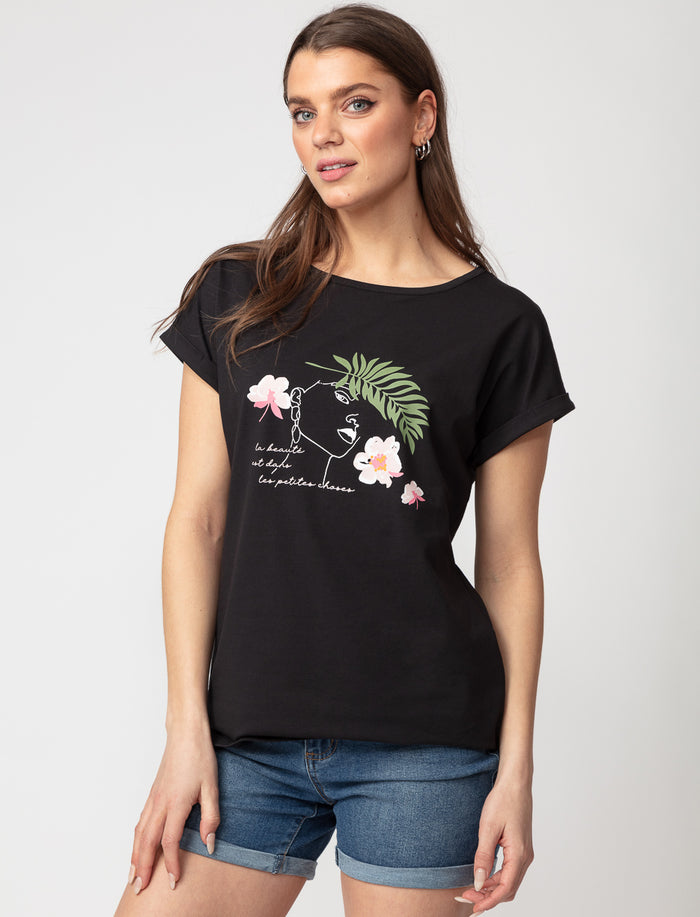 T-shirt imprimé à manches dolman