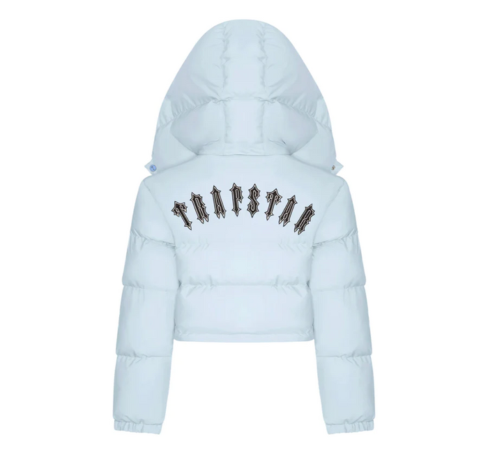 Trapstar Women's Irongate Detachable Hooded Puffer Jacket Ice Blue