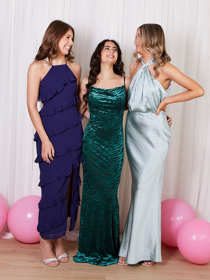 Twist Neck Satin Maxi Dress / Sage - Style Cheat