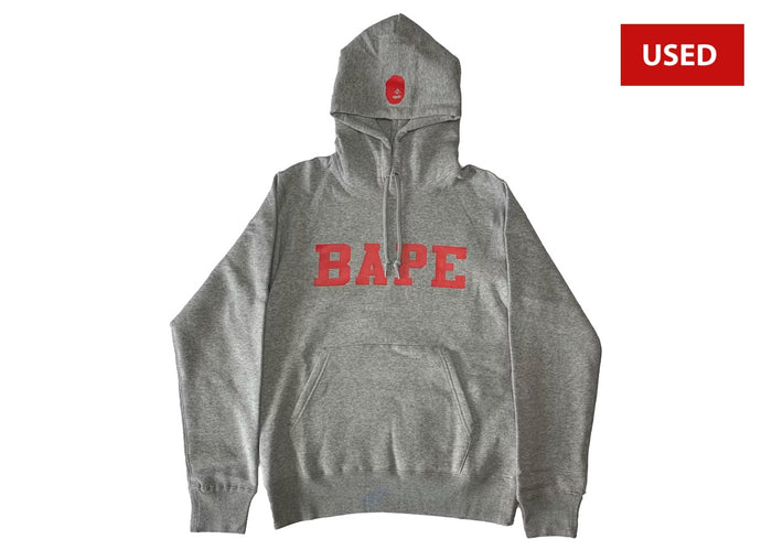 (USED) BAPE Happy New Year Spell Out Hoodie Grey