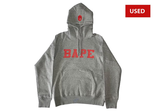 (USED) BAPE Happy New Year Spell Out Hoodie Grey