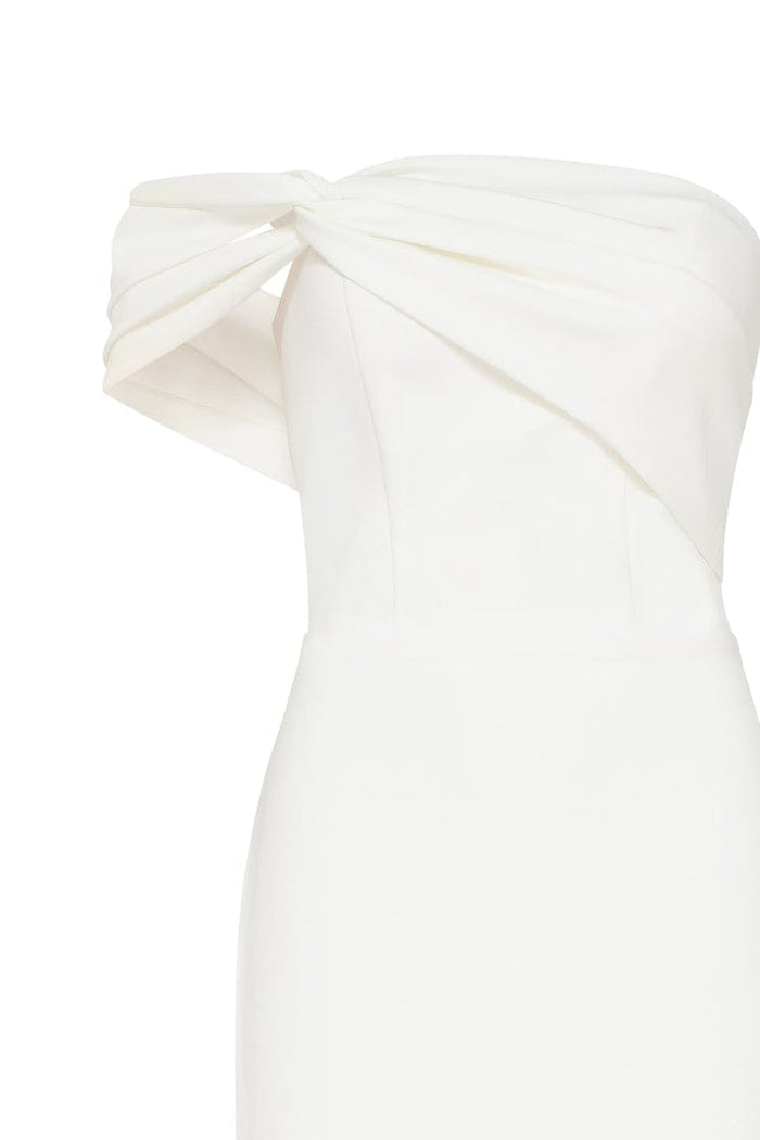 Ivory Classy midi dress with open neckline - Milla