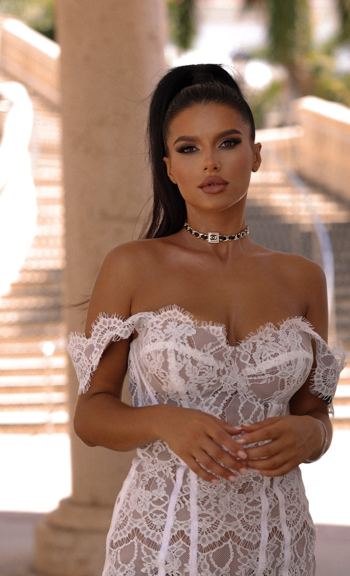White Lace Elegance Corset Dress-Sofi Ostro Brands