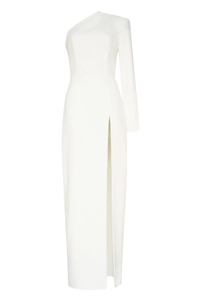 White Long-sleeved dress with sharp shoulder cut - Milla