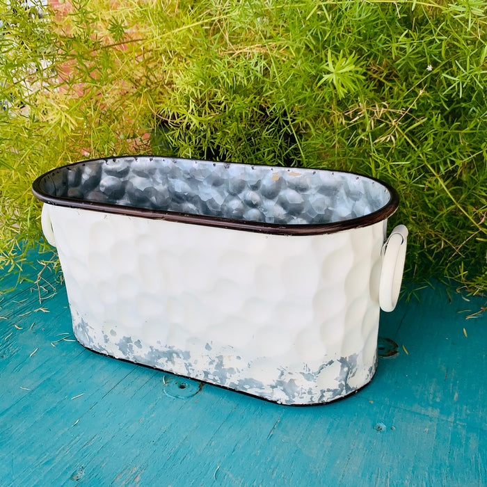 Whitewash Metal Planter