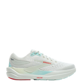 White running shoe with light blue accents on a white background