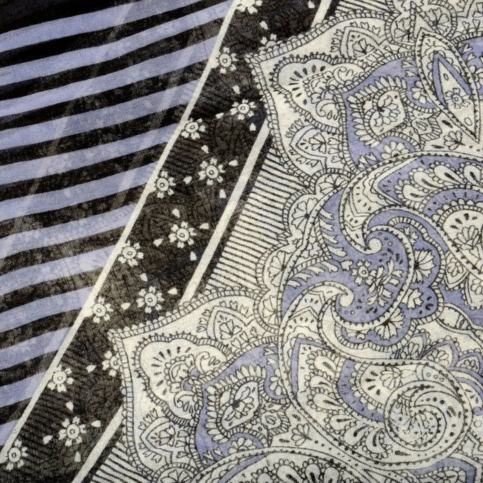 Womens Sheer Summer Scarf Black Lilac Begonia