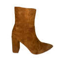Brown suede ankle boot on a white background