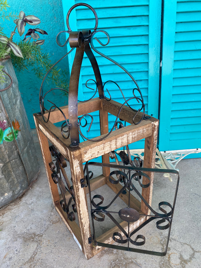 Wood Distressed Lantern