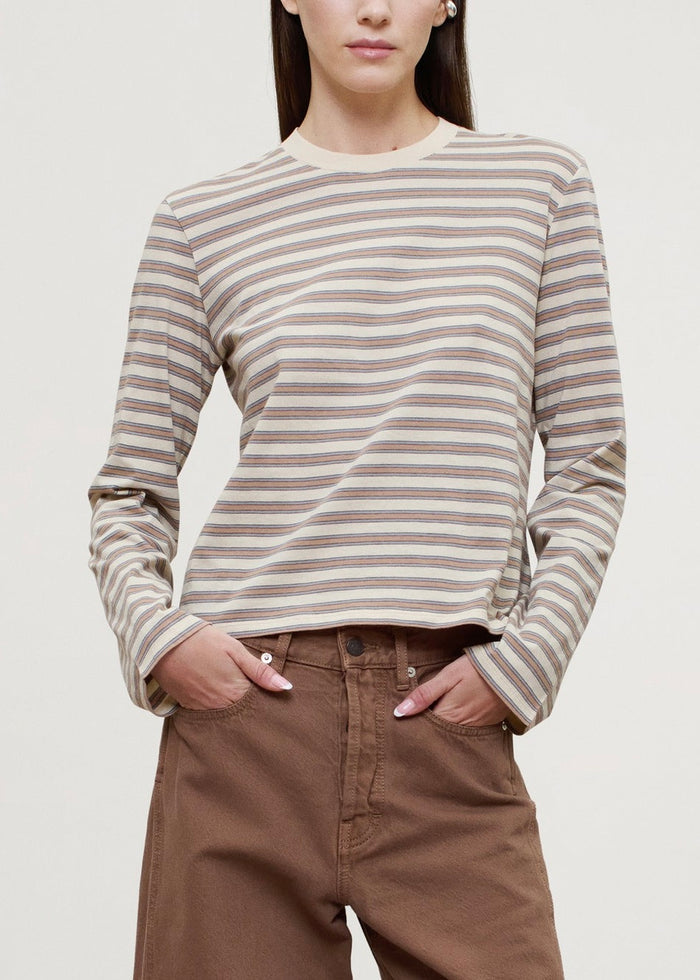 Wynn Long Sleeve T Shirt (Apricot Stripe)