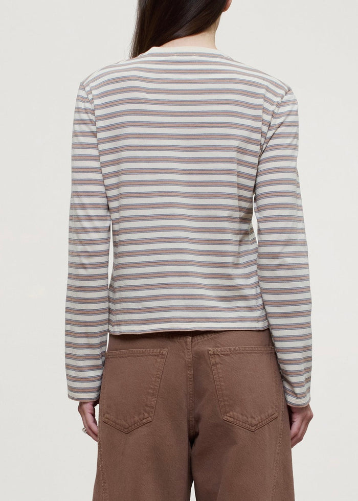 Wynn Long Sleeve T Shirt (Apricot Stripe)