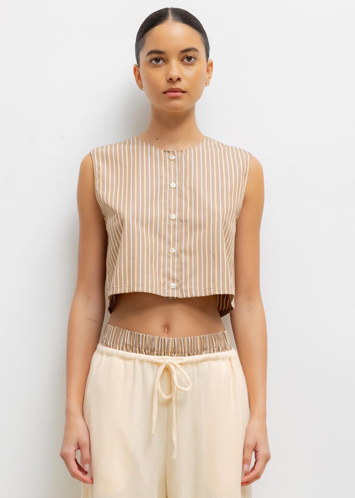 Yoshi Crewneck Vest (Mocha/Brown Stripe)